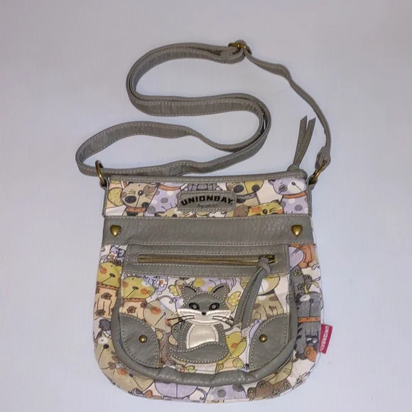 Purse☮️VINTAGE☮️ UNION BAY Cat/Fox Lovers Crossbody Bag - Picture 5 of 8